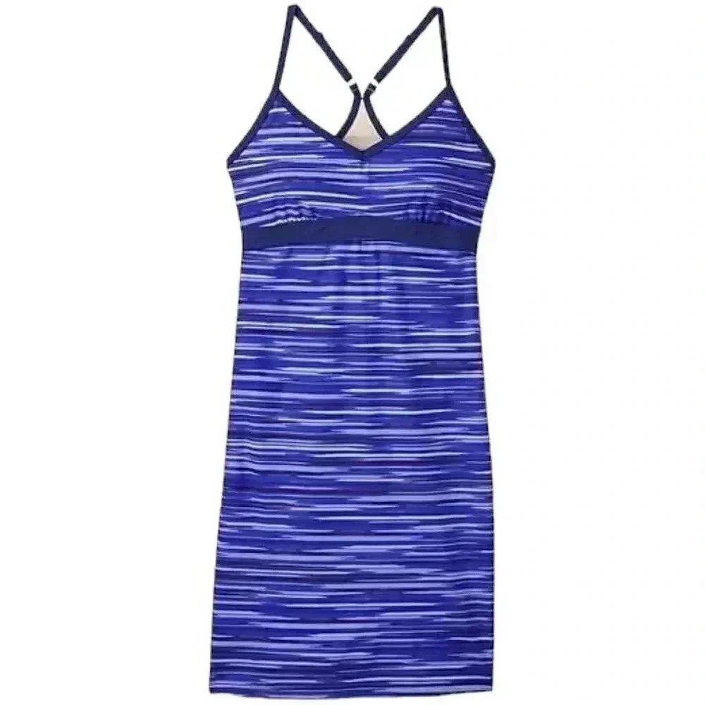 Athleta Shorebreak Swim Dress Swimsuit Blue Stripes Size Medium